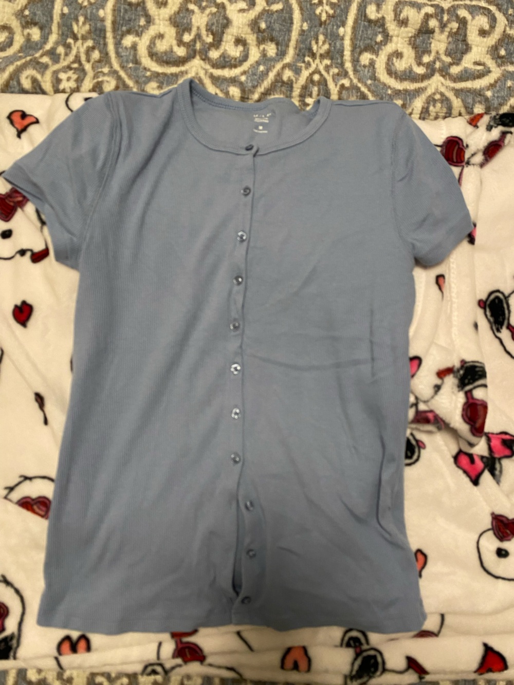 GAP Light Blue Short Sleeve Button-Front Tee
